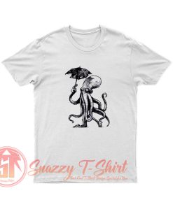CTHULHU Walking Octopus in the Rain T Shirt