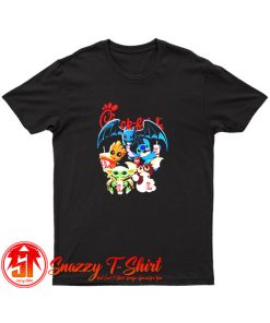 Chick Fil A Baby Yoda Baby Groot and Toothless Stitch Gizmo T Shirt
