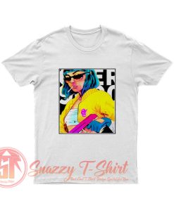 Cyber Punk Bad Ass Girl Female Gunner Pop Art Warhol Lichtenstein Pop Culture T Shirt