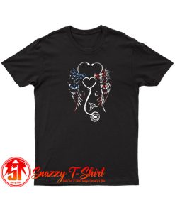Nurse Wings American Flag T Shirt
