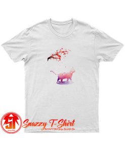Pink Watercolor Cat Sakura Tree T Shirt