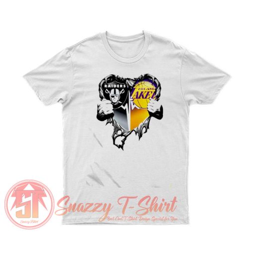 Raiders and Los Angeles Laker inside Heart T Shirt