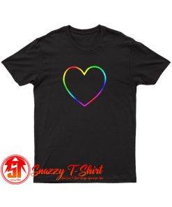 Rainbow Heart Outline T Shirt
