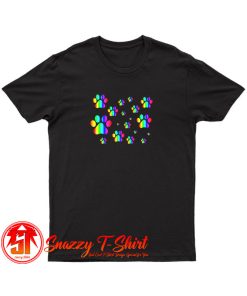 Rainbow Pawprint Pattern T Shirt