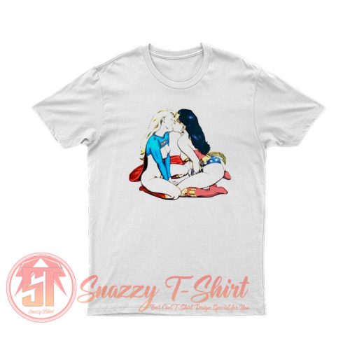 Sexy Superhero Kissing Lesbian T Shirt