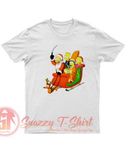 Simpsons Christmas Family On A Sleigh T Shirt