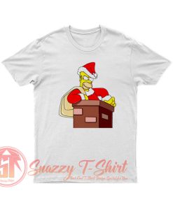Simpsons Christmas Homer Santa Climbs Into The Chimney T Shirt