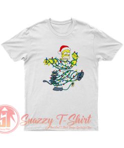Simpsons Christmas Homer Simpson Tangled In A Garland T Shirt
