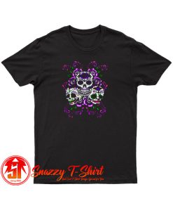 Skull Purple Floral T Shirt