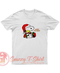 Snoopy Woodstock Peanuts Tee Happy Holidays T Shirt