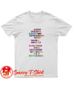 The Avengers Characters Name White T Shirt