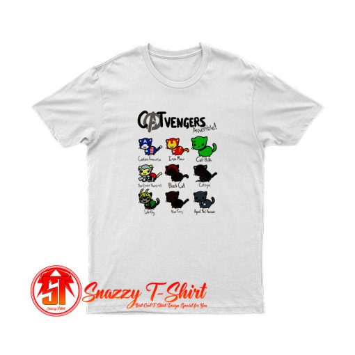 cat vengers assemble hero black T Shirt