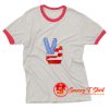 1960s PEACE FINGERS Classic 60s Ringer Tee