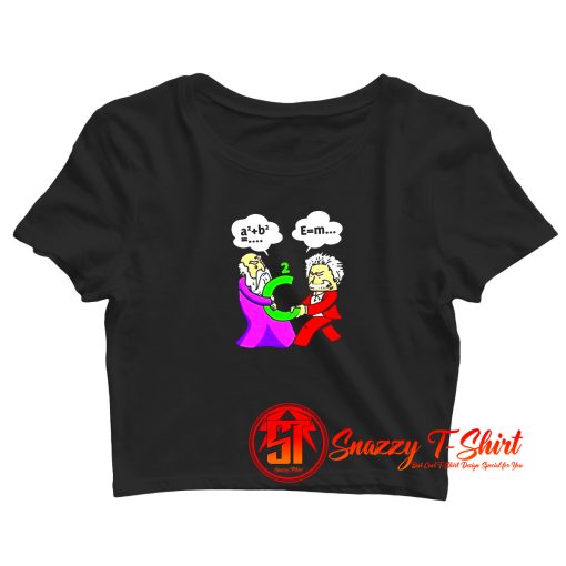 Albert Einstein Pythagoras Fight Funny Physicists Crop Top Shirt