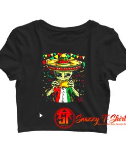 Alien Eating Taco Crop Top Shirt