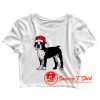 Boston Terrier In Santa Hat Christmas Crop Top Shirt