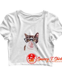 Bubble Gum Cat Crop Top Shirt