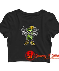 Cash Rules Funny Cartoon Money Bills Crop Top Shirt