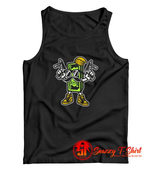 Cash Rules Funny Cartoon Money Bills Tank Top