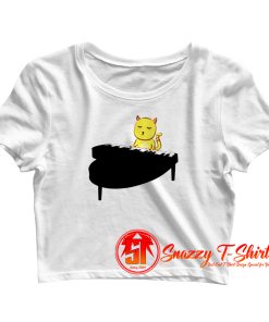 Cat Playing Piano Crop Top Shirt