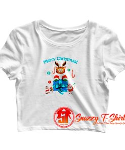 Cat and mice delivering Christmas Crop Top Shirt