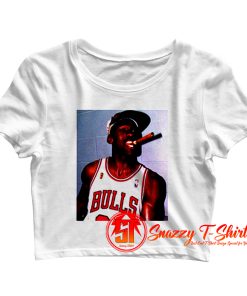 Chicago Bulls Championship Michael Jordan Smoking A Cigar Crop Top Shirt