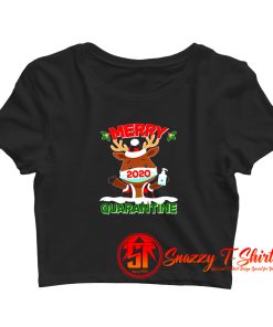 Christmas Merry Quarantine 2020 Reindeer Crop Top Shirt