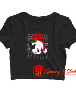 Cute Mickey Mouse Santa Christmas Crop Top Shirt