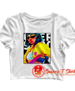 Cyber Punk Bad Ass Girl Female Gunner Pop Art Warhol Lichtenstein Pop Culture Crop Top Shirt