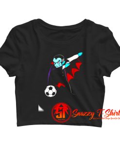 Dabbing Dracula Soccer Halloween Costume Football Boys Girls Crop Top Shirt