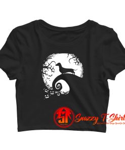 Dachshund And Moon Halloween Crop Top Shirt