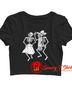 Dancing Skeletons Sugar Skull Day of the Dead Dia de los Muertos Mexican Heritage Halloween Gothic Crop Top Shirt