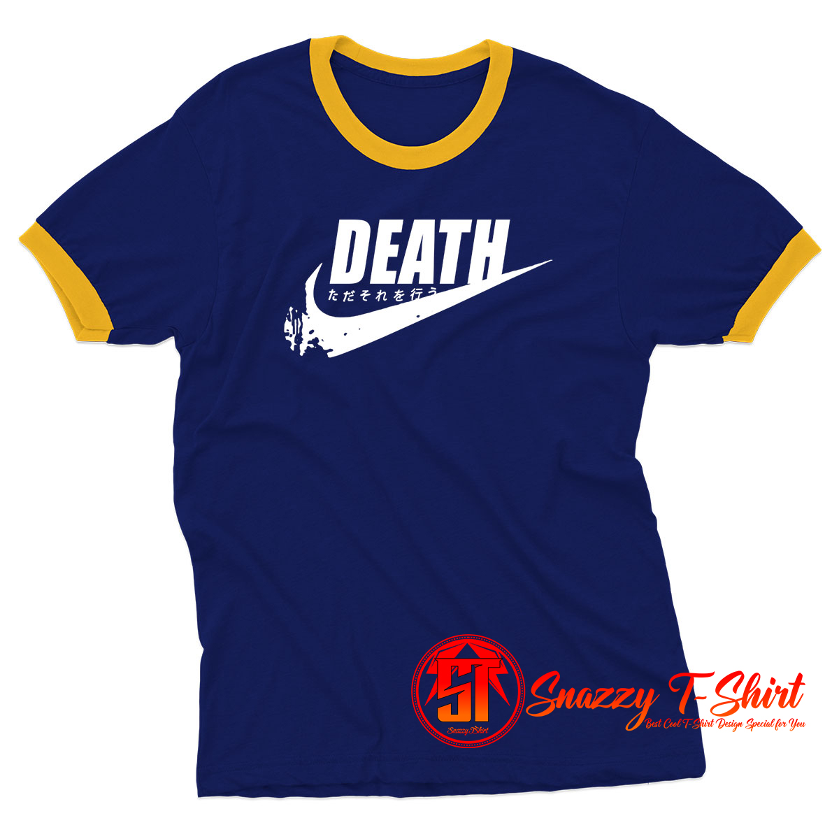 Awesome Death Do It Nike Parody Ringer Tee Design by Snazzytshirt