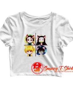 Demon Slayer Tanjiro Nezuko Zenitsu Inosuke Cute Chibi Art Crop Top Shirt