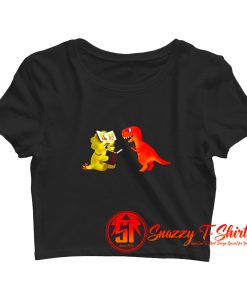 Dinosaur Rhino Reading Crop Top Shirt