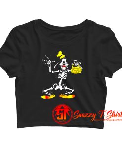 Disney Goofy Skeleton Halloween Crop Top Shirt