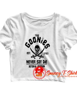 Distressed The Goonies Never Say Die Crop Top Shirt