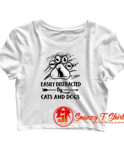 Easily Distracted By Cat And Dogs Crop Top Shirt