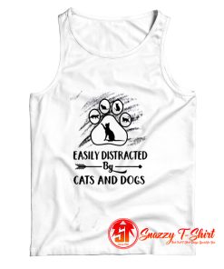 Easily Distracted By Cat And Dogs Tank Top