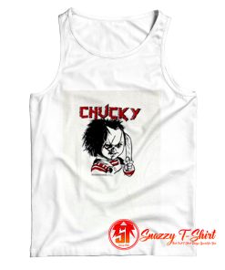 Evil Chucky Posed With Knife Drawing Image Tank Top