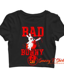 Evil rabbit with chain saw Crop Top Shirt