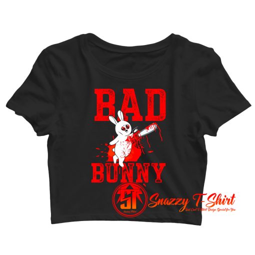 Evil rabbit with chain saw Crop Top Shirt