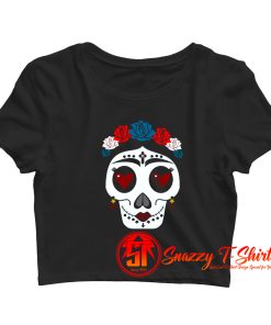 Flower Hearts Sugar Skull Crop Top Shirt