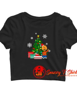 Franklin Peanuts Around The Christmas Tree Crop Top Shirt