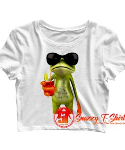 Frog Funny Cocktail Hipster Funny Crop Top Shirt
