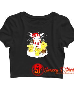 Funny Pikachu Snowman Christmas Crop Top Shirt