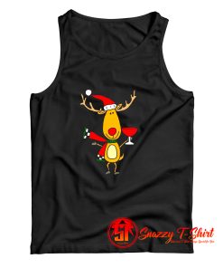 Funny Reindeer Drinking Wine Christmas Cartoon Tank Top