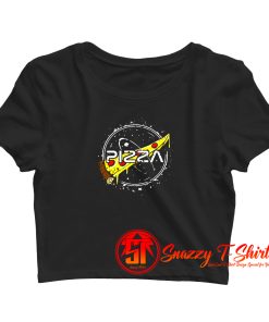 Funny Slice Of Pizza Nasa Parody Crop Top Shirt
