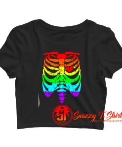 Funny Spook Skeleton Rib Cage Torso Crop Top Shirt