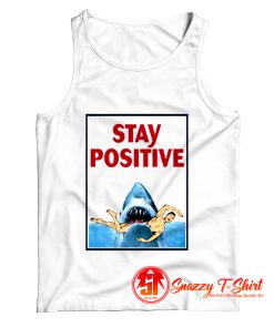 Funny Stay Positive Shark Attack Retro Comedy Tank Top